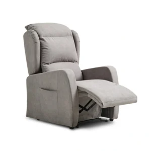 Poltrona relax alzapersona Lusy 2 motori in tessuto grigio chiaro