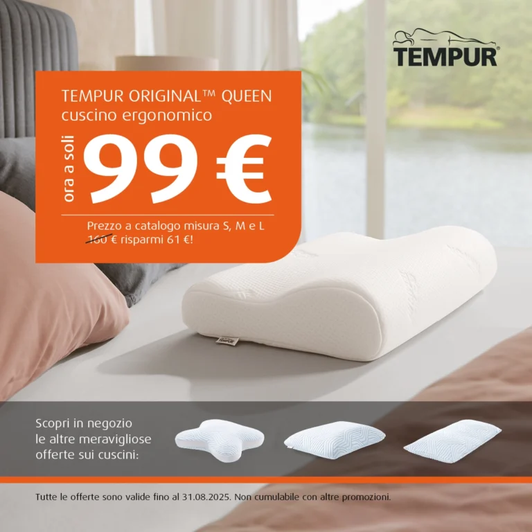 Cuscino Tempur Original Queen ergonomico in offerta a 99 euro, promozione estate 2025